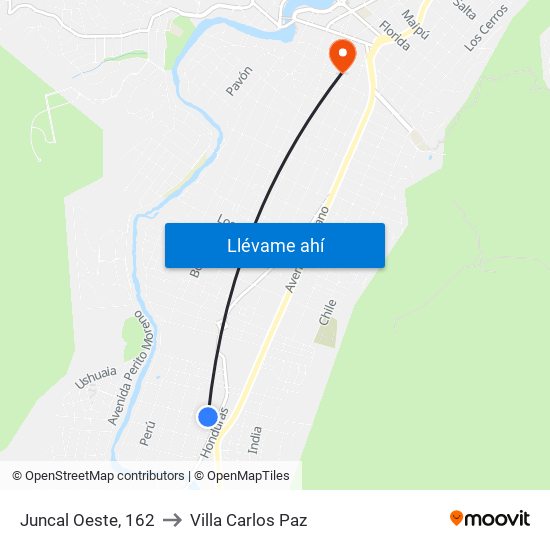Juncal Oeste, 162 to Villa Carlos Paz map