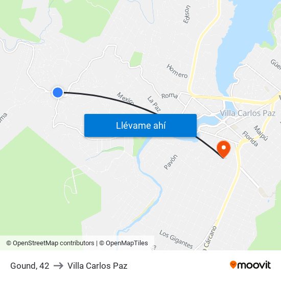 Gound, 42 to Villa Carlos Paz map