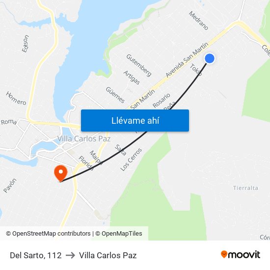 Del Sarto, 112 to Villa Carlos Paz map