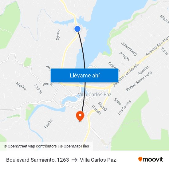 Boulevard Sarmiento, 1263 to Villa Carlos Paz map