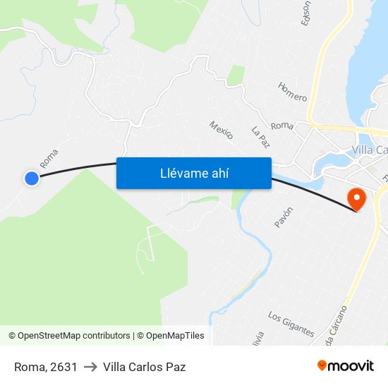 Roma, 2631 to Villa Carlos Paz map