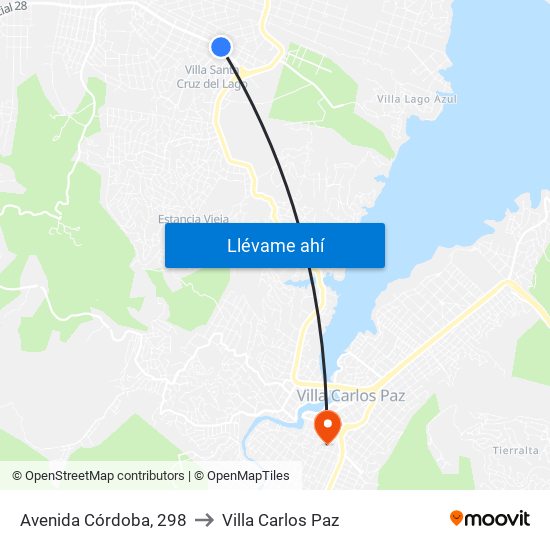 Avenida Córdoba, 298 to Villa Carlos Paz map