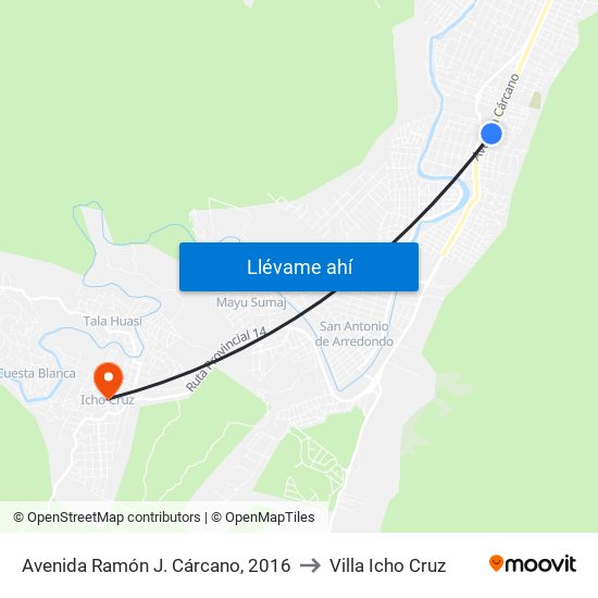 Avenida Ramón J. Cárcano, 2016 to Villa Icho Cruz map