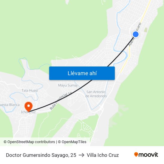 Doctor Gumersindo Sayago, 25 to Villa Icho Cruz map