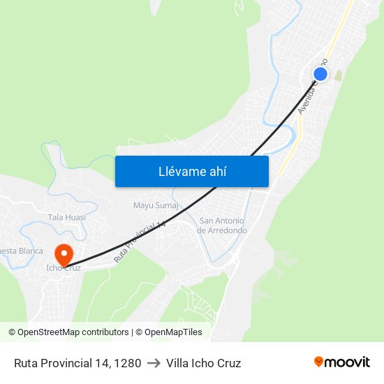 Ruta Provincial 14, 1280 to Villa Icho Cruz map