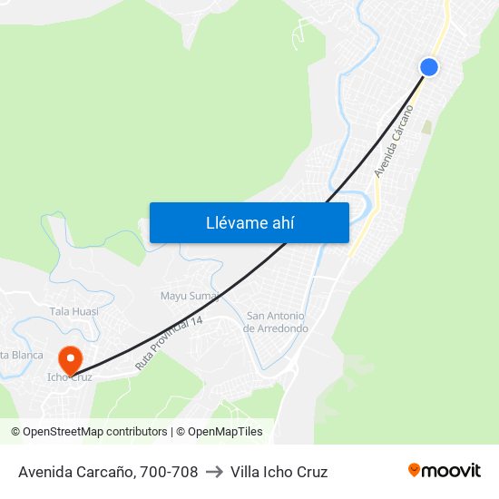 Avenida Carcaño, 700-708 to Villa Icho Cruz map