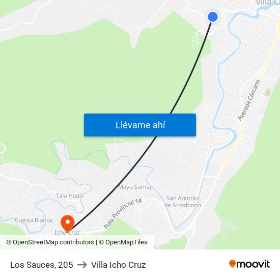 Los Sauces, 205 to Villa Icho Cruz map