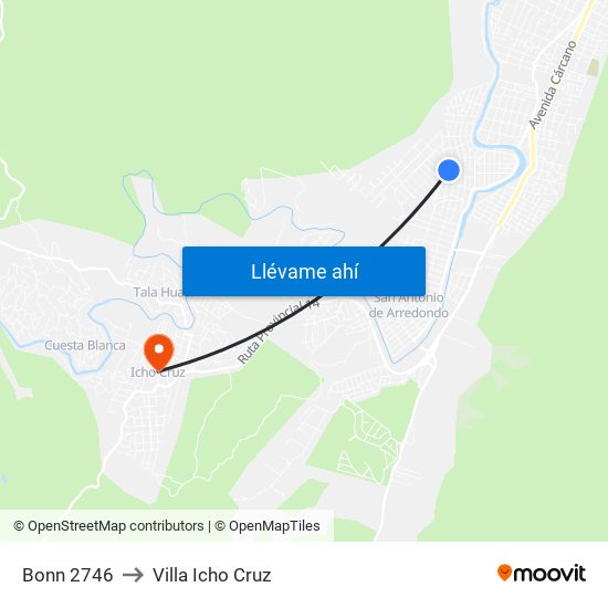Bonn 2746 to Villa Icho Cruz map