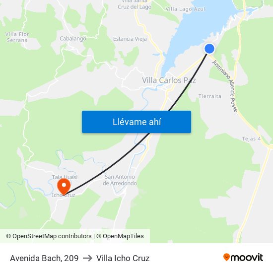 Avenida Bach, 209 to Villa Icho Cruz map