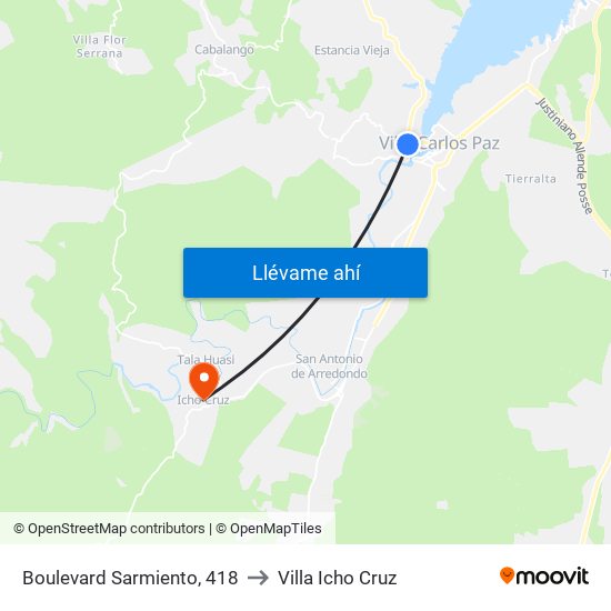 Boulevard Sarmiento, 418 to Villa Icho Cruz map