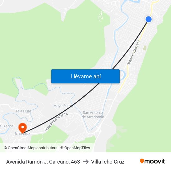 Avenida Ramón J. Cárcano, 463 to Villa Icho Cruz map