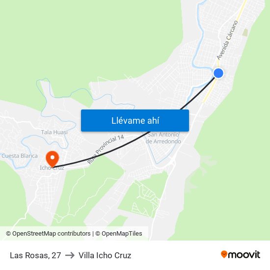 Las Rosas, 27 to Villa Icho Cruz map