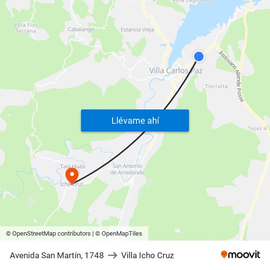 Avenida San Martín, 1748 to Villa Icho Cruz map