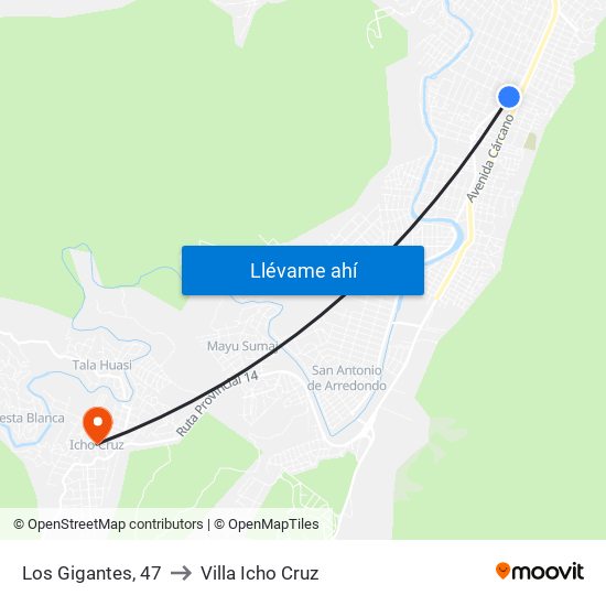 Los Gigantes, 47 to Villa Icho Cruz map