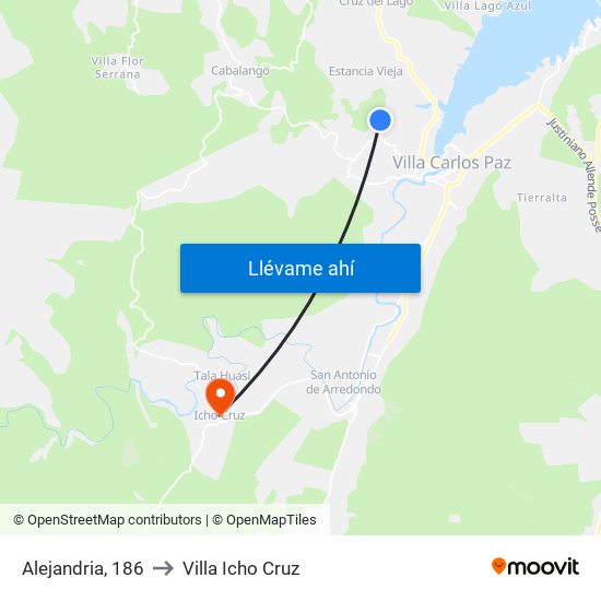 Alejandria, 186 to Villa Icho Cruz map