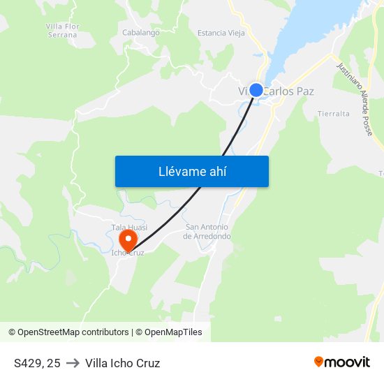 S429, 25 to Villa Icho Cruz map
