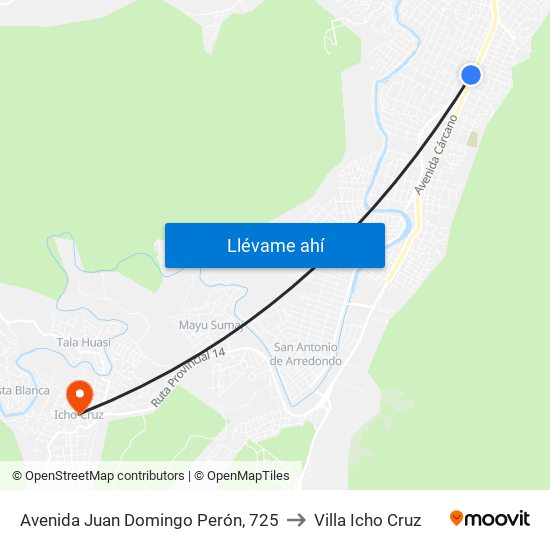 Avenida Juan Domingo Perón, 725 to Villa Icho Cruz map