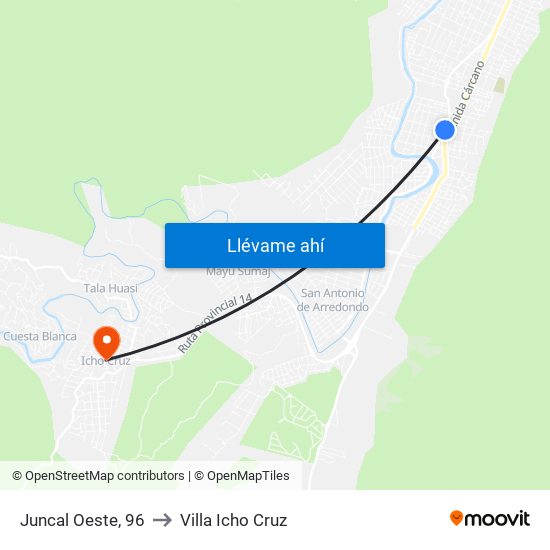 Juncal Oeste, 96 to Villa Icho Cruz map