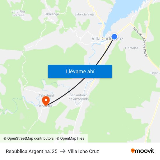 República Argentina, 25 to Villa Icho Cruz map