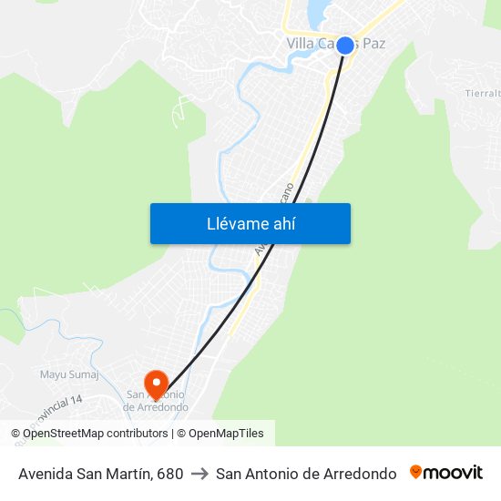 Avenida San Martín, 680 to San Antonio de Arredondo map