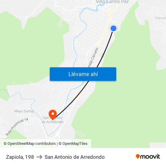 Zapiola, 198 to San Antonio de Arredondo map