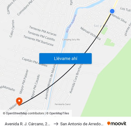 Avenida R. J. Cárcano, 2953 to San Antonio de Arredondo map