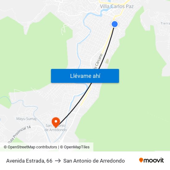Avenida Estrada, 66 to San Antonio de Arredondo map