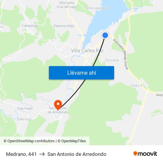 Medrano, 441 to San Antonio de Arredondo map