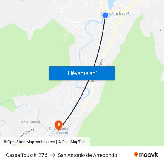 Cassaffousth, 276 to San Antonio de Arredondo map