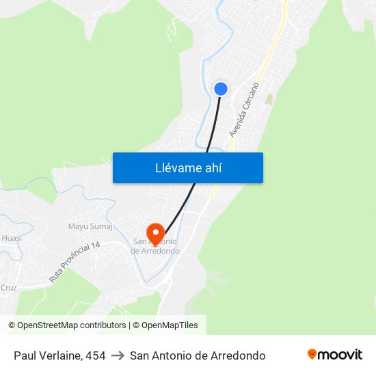 Paul Verlaine, 454 to San Antonio de Arredondo map