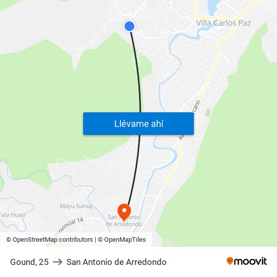 Gound, 25 to San Antonio de Arredondo map