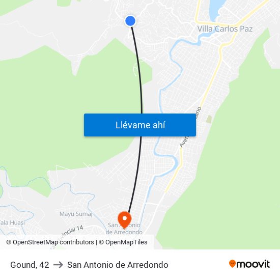 Gound, 42 to San Antonio de Arredondo map