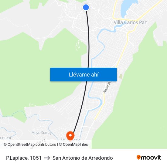 P.Laplace, 1051 to San Antonio de Arredondo map