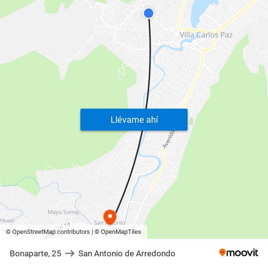 Bonaparte, 25 to San Antonio de Arredondo map