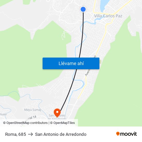 Roma, 685 to San Antonio de Arredondo map