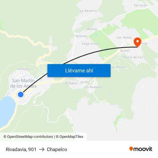 Rivadavia, 901 to Chapelco map