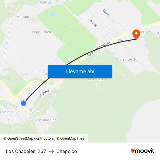 Los Chapeles, 267 to Chapelco map