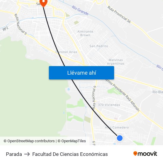 Parada to Facultad De Ciencias Económicas map