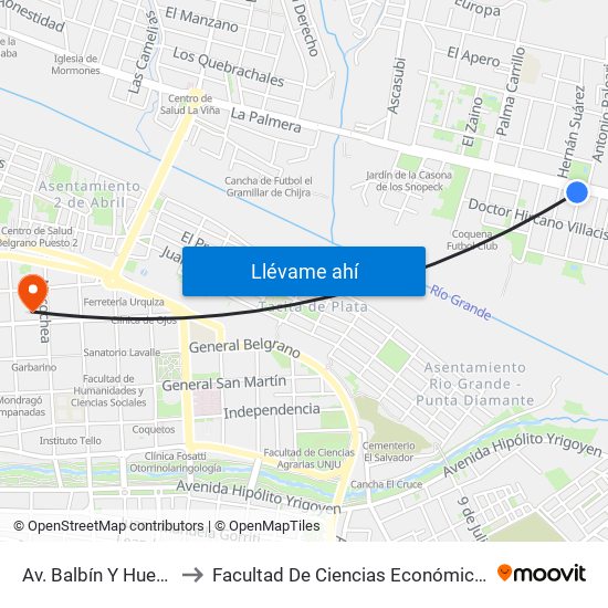 Av. Balbín Y Hueda to Facultad De Ciencias Económicas map