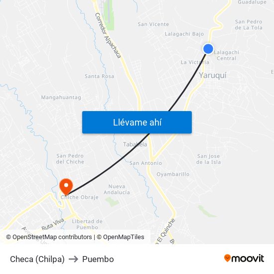 Checa (Chilpa) to Puembo map