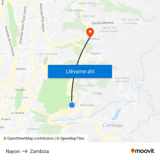 Nayon to Zambiza map