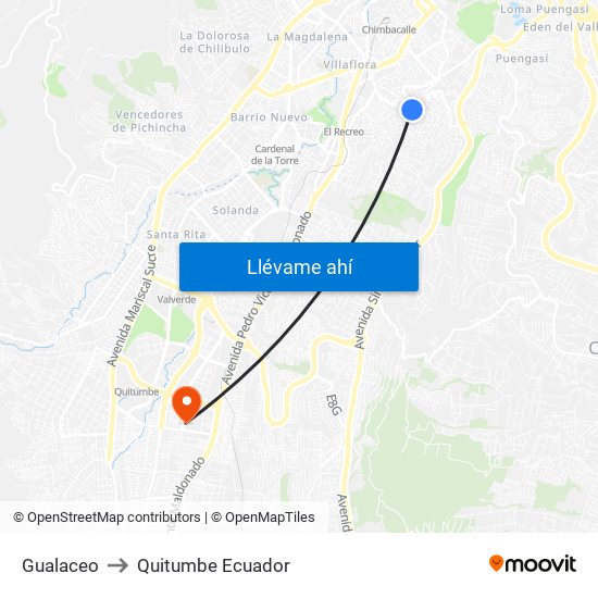 Gualaceo to Quitumbe Ecuador map