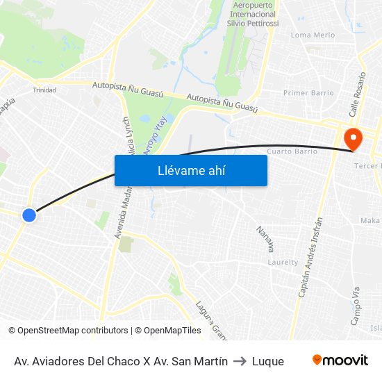 Av. Aviadores Del Chaco X Av. San Martín to Luque map