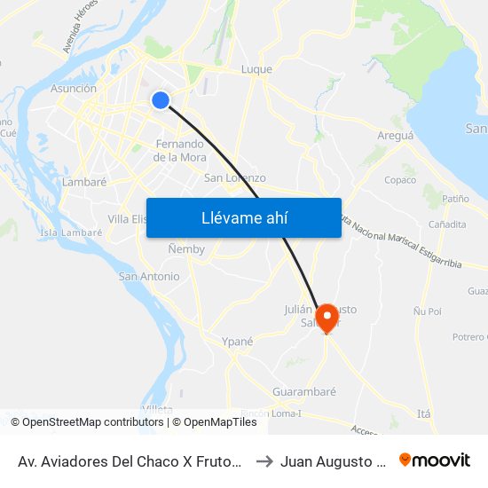 Av. Aviadores Del Chaco X Frutos De González to Juan Augusto Saldívar map