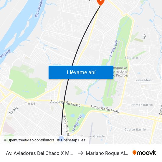 Av. Aviadores Del Chaco X Martínez to Mariano Roque Alonso map