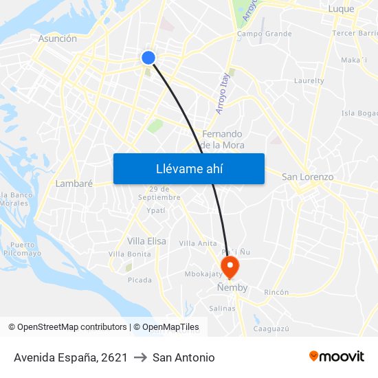 Avenida España, 2621 to San Antonio map