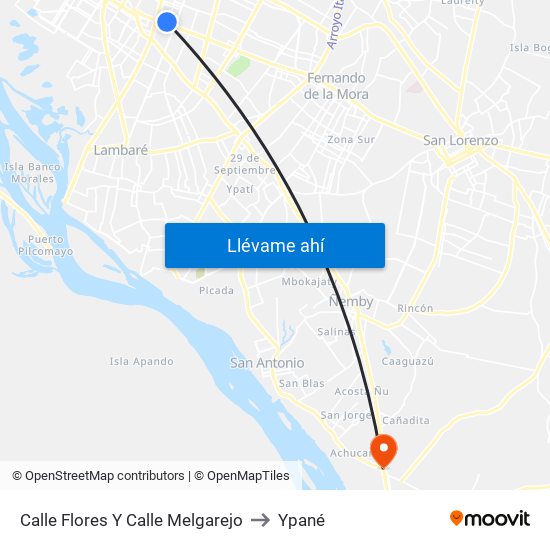 Calle Flores Y Calle Melgarejo to Ypané map