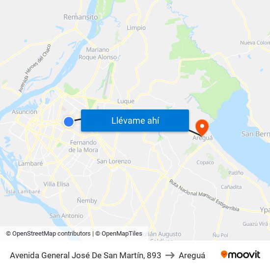 Avenida General José De San Martín, 893 to Areguá map