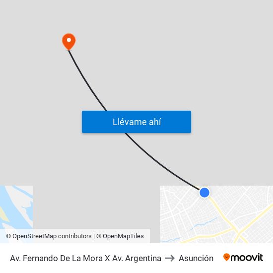 Av. Fernando De La Mora X Av. Argentina to Asunción map