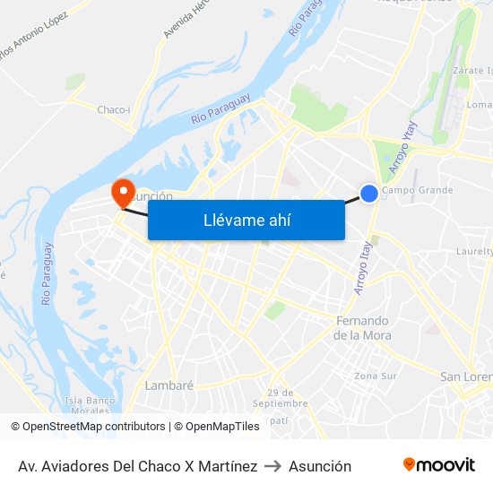 Av. Aviadores Del Chaco X Martínez to Asunción map